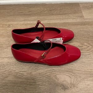 Zara Patent Red Flats with Strap